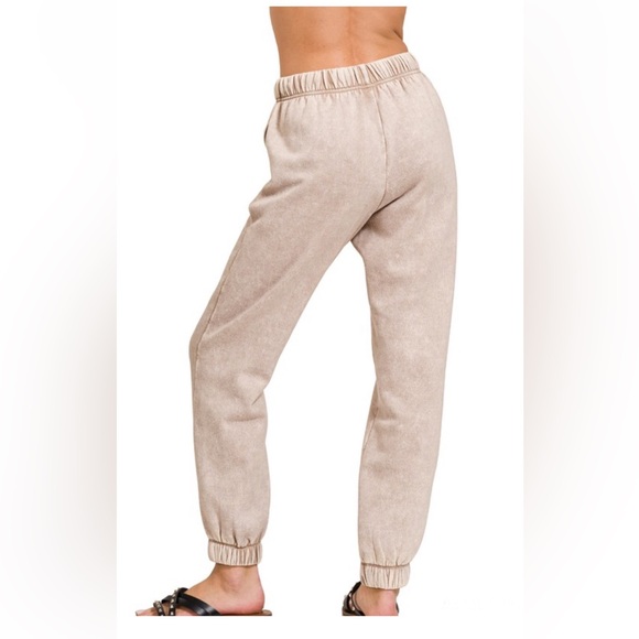 Acid Wash Fleece Sweatpants | Ash Mocha - Picture 3 of 3